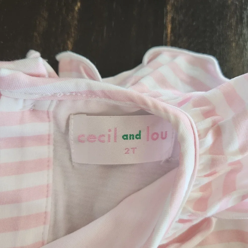 Cecil & Lou Monogrammed girls Santa Christmas Dress 2T Pink‎ Striped
